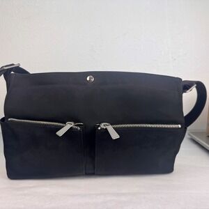 Gap Black Nylon Messenger Bag Crossbody Adjustable Buckle Strap Multi Pocket